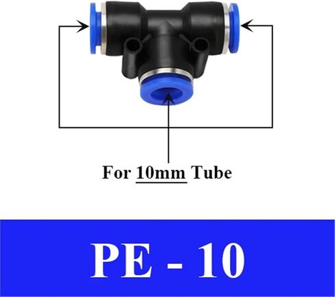 PE Air Connectors 4-12mm Connect Slip Lock Tee 3 Way Plastic Pipe Water Hose Tube Connector 1Pcs(PE-12) in Saudi Arabia