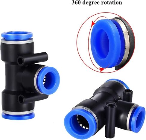 PE Air Connectors 4-12mm Connect Slip Lock Tee 3 Way Plastic Pipe Water Hose Tube Connector 1Pcs(PE-12) in Saudi Arabia