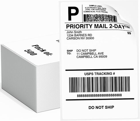 Phomemo Direct Thermal Shipping Label - Pack of 500 4x6 Thermal Paper Fanfold, for Shipping Labels, Address, Mail, Product Logo Labels, Barcode,Compatible with Thermal Label Printer in Kuwait