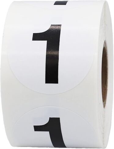 Black Number 4 Circle Stickers, 1.5 Inches Round, 500 Labels on a Roll for Inventory, Bins, Retail, Warehouse, and Classroom Organization, Made in The USA in Kuwait