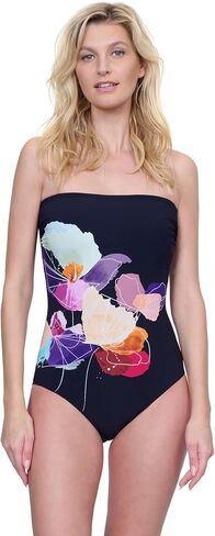 Gottex Enchanted Sun Women Women's Multi Bandeau Swimsuit One Piece مع أكواب ناعمة وأشرطة قابلة للتعديل in Saudi Arabia