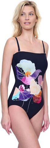Gottex Enchanted Sun Women Women's Multi Bandeau Swimsuit One Piece مع أكواب ناعمة وأشرطة قابلة للتعديل in Saudi Arabia