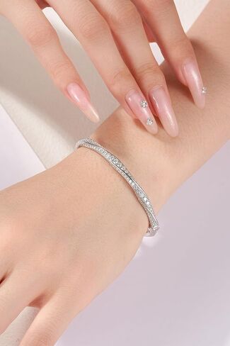 أساور Moissanite للنساء White S925 Sterling Silver D Color VVS1 Clarity Luxury Bridal Wedding Gift for زوجة عيد ميلاد المجوهرات Hypoallergenic in Saudi Arabia