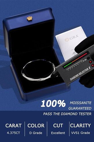 أساور Moissanite للنساء White S925 Sterling Silver D Color VVS1 Clarity Luxury Bridal Wedding Gift for زوجة عيد ميلاد المجوهرات Hypoallergenic in Saudi Arabia
