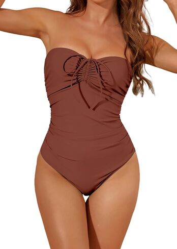 Women's One Piece Swimsuit Strapless Bandeau or Halter Bathing Suits Sexy Flattering Swimwear in Kuwait