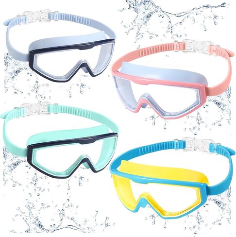 4 Pack Kids Swim Goggles ، 3-16 سنوات ، رؤية واسعة مضادة للأشعة فوق البنفسجية حماية للماء لا تسرب نظارات واضحة للبنين والبنات ، سباحة البلياردو على الشاطئ in Saudi Arabia