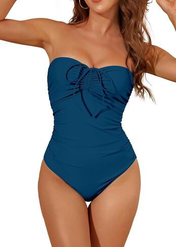 Women's One Piece Swimsuit Strapless Bandeau or Halter Bathing Suits Sexy Flattering Swimwear in Kuwait