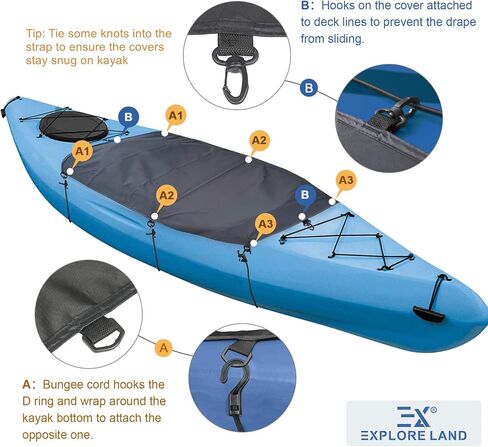 Explore Land Universal Kayak Cockpit Drape Waterproof Seal Cockpit Cover for Indoor and Outdoor 2 Pack - Large 60 x 29 inch, Black in Saudi Arabia