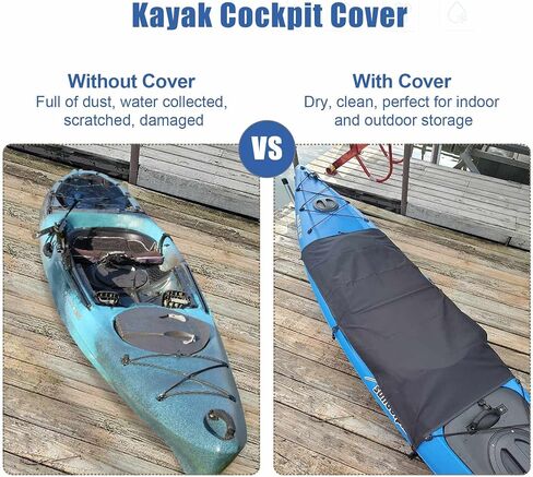 Explore Land Universal Kayak Cockpit Drape Waterproof Seal Cockpit Cover for Indoor and Outdoor 2 Pack - Large 60 x 29 inch, Black in Saudi Arabia