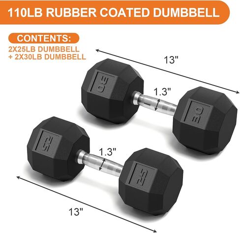 مجموعة الوزن PVC Hex Dummbell ، أحجام متعددة تمرين ولياقة dumbbells ، مجموعة 100 رطل (5+10+15+20 رطل) مجموعة x2،110 رطل (25+30 رطل) × 2 ، 35-50 رطل الأزواج للطن من العضلات ، بناء القوة وممارسة تمرين الجسم الكامل in Kuwait