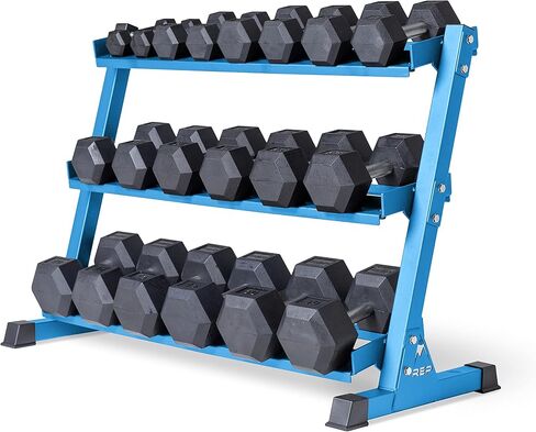 REP Fitness Rubber Hex Dumbbell Set, Adjustable Weight Pairs, Home Gym Equipment, Strength Training For Men Women, Black Coated Grips, Workout Rack Storage Optional, Heavy Lb Free Weights in Saudi Arabia