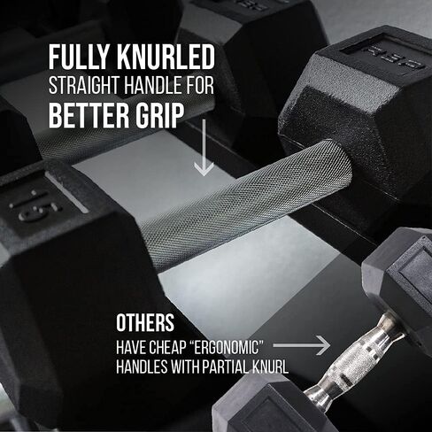 REP Fitness Rubber Hex Dumbbell Set, Adjustable Weight Pairs, Home Gym Equipment, Strength Training For Men Women, Black Coated Grips, Workout Rack Storage Optional, Heavy Lb Free Weights in Saudi Arabia