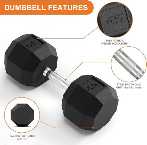 مجموعة الوزن PVC Hex Dummbell ، أحجام متعددة تمرين ولياقة dumbbells ، مجموعة 100 رطل (5+10+15+20 رطل) مجموعة x2،110 رطل (25+30 رطل) × 2 ، 35-50 رطل الأزواج للطن من العضلات ، بناء القوة وممارسة تمرين الجسم الكامل in Saudi Arabia