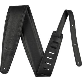 Fender Premium Leather Guitar Strap ، حزام جلدي متميز مع حشوة سميكة ، تحجيم قابل للتعديل من 36 "-50.5" ، أسود in Kuwait