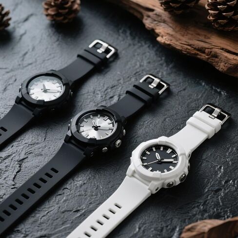 12pcs Watch Band Keepers - 14/16/18mm Silicone Watch Loops Retainer Loops - حلقات قفل بديلة للساعات الذكية والساعات الرياضية (6 أسود + 6 أبيض) in Saudi Arabia