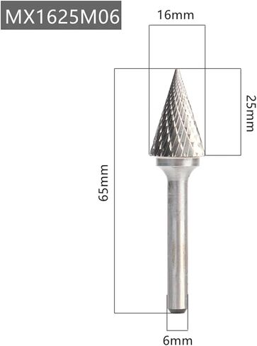YG8 Alloy Rotary File 1Pcs MX Type Double Slot Tungsten Carbide Wood Carving Grinding Head Hard Metal for Copper(MX1625M06) in Kuwait