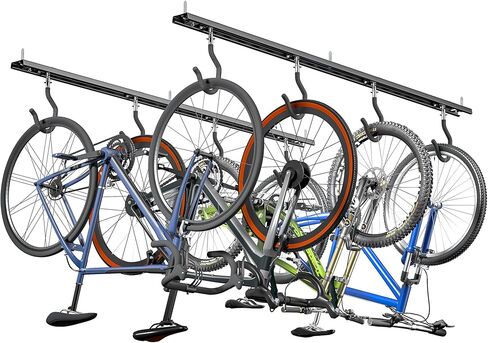 رفوف تخزين الدراجات في سقف سقف من Everhanger للمرآب ، شماعات تخزين الدراجات الداخلية مع خطافات قابلة للتعديل للدراجات لمدة 4 إلى 8 دراجات in Kuwait