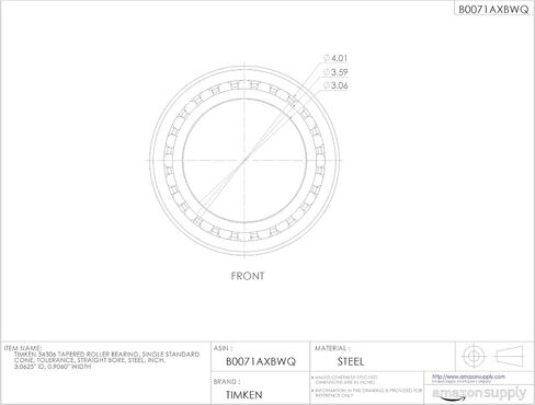 Timken 34306 Tapered Roller Bearing, Single Cone, Standard Tolerance, Straight Bore, Steel, Inch, 3.0625" ID, 0.9060" Width in Saudi Arabia