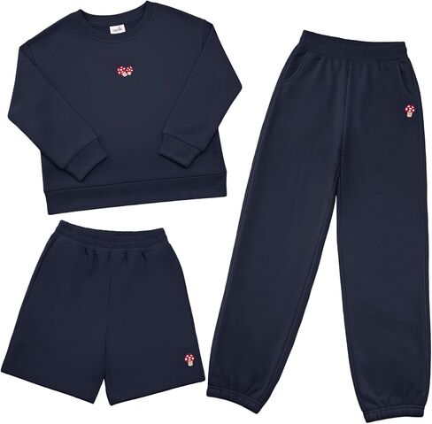 Stelle Girls Athletic Sweatsuit 3 قطع من النوع الثقيل و pant مع جيوب ملابس طويلة الأكمام in Saudi Arabia