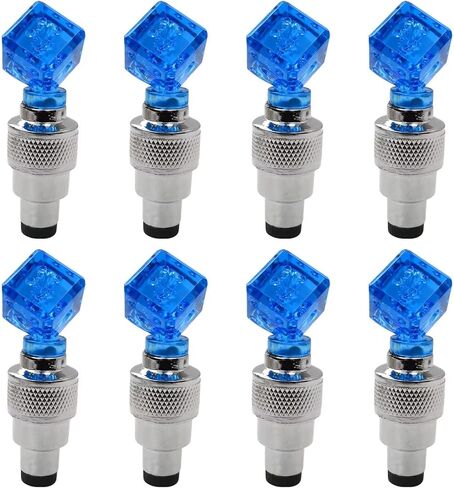 8 حزمة صمام ساق LED CAP للدراجة دراجة سيارة الدراجات النارية مصباح الإطارات الإطارات لزيادة الرؤية الليلية والسيئة للطقس للسلامة (الزهر ، الأزرق) in Kuwait