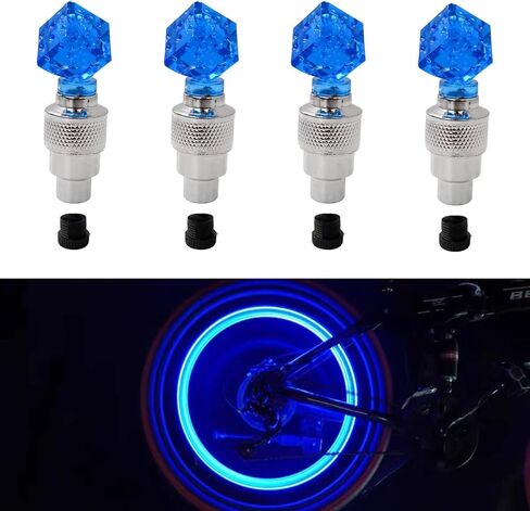 8 حزمة صمام ساق LED CAP للدراجة دراجة سيارة الدراجات النارية مصباح الإطارات الإطارات لزيادة الرؤية الليلية والسيئة للطقس للسلامة (الزهر ، الأزرق) in Kuwait