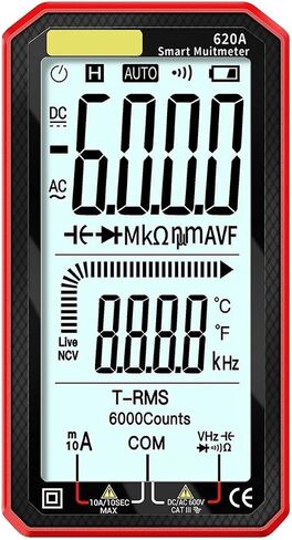 مستنير الإشارة الحالي الرقمي Multimeter Transistor Testers 6000 Counts True RMS Auto Capacitance Capacitance Meter Resistance (اللون: أسود) in Saudi Arabia