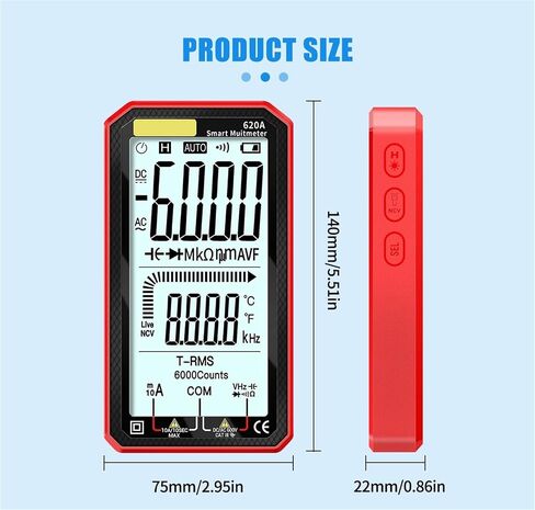 مستنير الإشارة الحالي الرقمي Multimeter Transistor Testers 6000 Counts True RMS Auto Capacitance Capacitance Meter Resistance (اللون: أسود) in Saudi Arabia