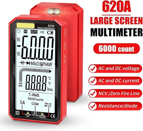 مستنير الإشارة الحالي الرقمي Multimeter Transistor Testers 6000 Counts True RMS Auto Capacitance Capacitance Meter Resistance (اللون: أسود) in Saudi Arabia