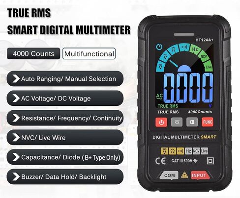 Current Signal Generator Digital Multimeter 4000 Counts LCD Color Display DC AC Voltage Capacitance Wire Tester (Color : HT124A) in Saudi Arabia