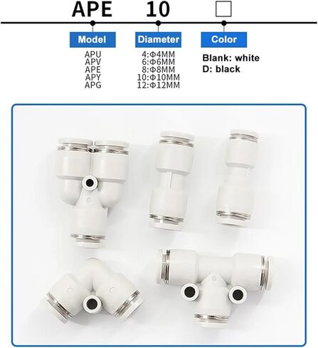 1PCS Pneumatic Quick Connector APU Straight Through APE Variable Diameter APY Three-way Trachea Quick 4 6 8 10 12 14(PE,14) in Saudi Arabia