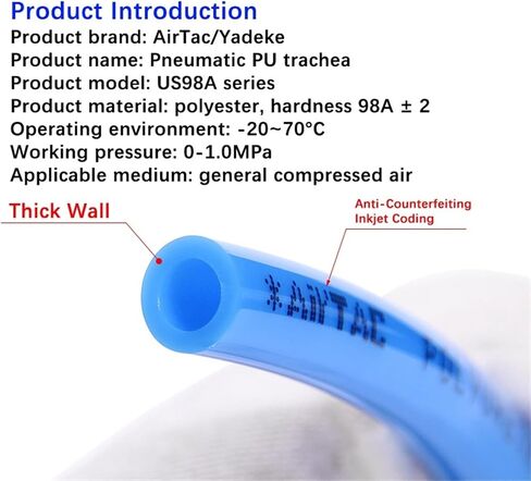 1pcs Tube PU4 * 2.5 6 * 4 8 * 5 8 * 6 10 * 8 12 * 8 12 * 10Pneumatic Pipe Soft Hose (PU8-5.5 100M ، Blue) in Saudi Arabia