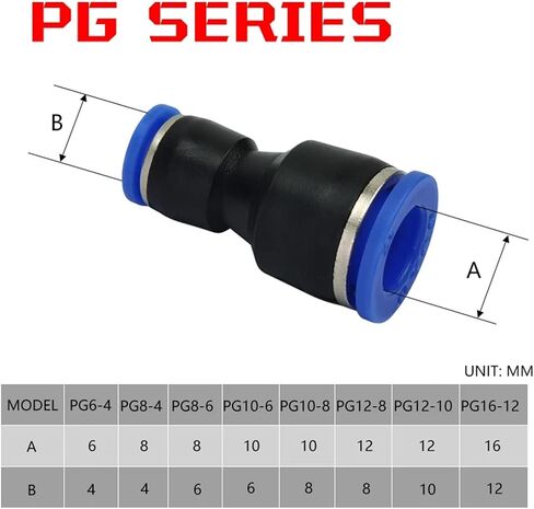 التركيب الهوائي PG تقليل تي شير مباشرة من 4 إلى 12 مم خرطوم البلاستيك توصيلات سريعة 1pcs (PG10-6) in Kuwait