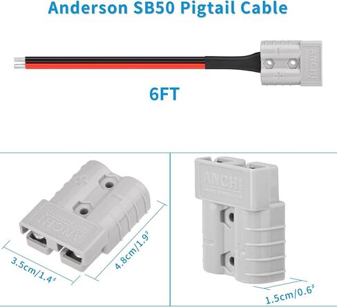10AWG 2FT Anderson Connector 50 Amp Cable,Anderson SB50 Plug Battery Quick Connector Cable for Solar and Wind Energy Systems Battery Power Connections in Saudi Arabia