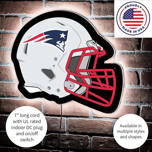 Team Sports America Evergreen NFL New England Patriots Ultra-Shin LED LED Sign Decor | الحجم الكامل نسخ نسخة طبق الأصل | 19.5 × 15 بوصة | صنع في الولايات المتحدة in Kuwait