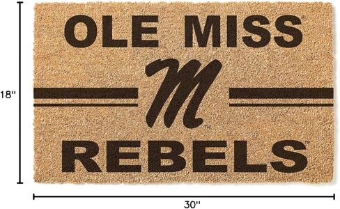 KH Sports Fan Ole Miss Rebels Team Logo Coir Doormat, 18x30 Inches, Rebels Outdoor Rug; Display Your Team Spirit with This Unique Mississippi Rebels Doormat in Saudi Arabia