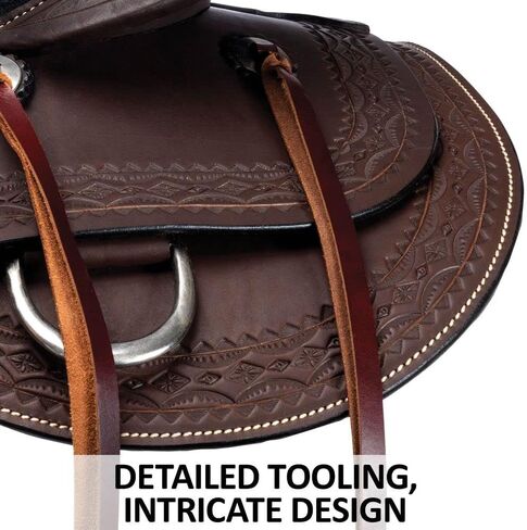 Double S Oiled Trail Saddle | Beautifully Hand Tooled | Generously Padded Seat | Lightweight & Maintenance Free | Stainless Steel Hardware | Saddle Bag Compatible | in Saudi Arabia