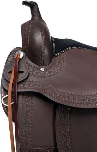 Double S Oiled Trail Saddle | Beautifully Hand Tooled | Generously Padded Seat | Lightweight & Maintenance Free | Stainless Steel Hardware | Saddle Bag Compatible | in Saudi Arabia