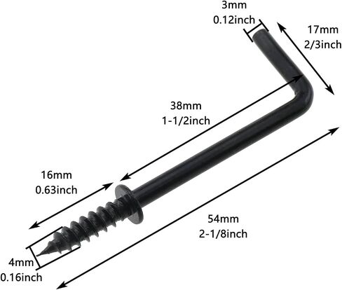 25pcs 54mm طول أسود ل المسمار على شكل خطاف كوب خزانة ملابسك الكربون الصلب in Saudi Arabia