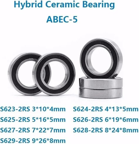 10pcs/lot S623-2RS S624-2RS S625-2RS S626-2RS S627-2RS S628-2RS S629-2RS Stainless Steel Hybrid Si3N4 Ceramic Ball Bearings(S624-2RS 4x13x5 mm) in Saudi Arabia