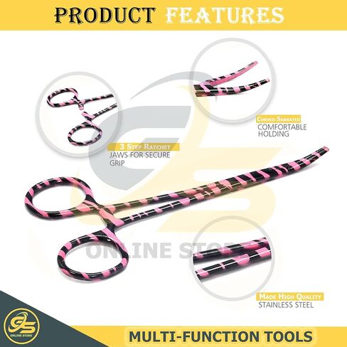 Heavy Duty 1 Each 5.5" Full Serrated Curved Hemostat Forceps Locking Clamps Stainless Steel (Purple Candy Swirls) by G.S Online Store in Saudi Arabia