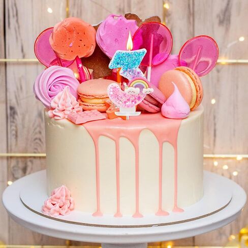 قوس قوس قزح رقم عيد ميلاد شمعة ثمانية ، شموع عيد ميلاد معكرون الثامن اللامع اللامع كاريكاتير مواضيع حفلات الاحتفالات الذكرى الاحتفالات ديكورات كعكة قوس قزح (رقم 8) in Kuwait