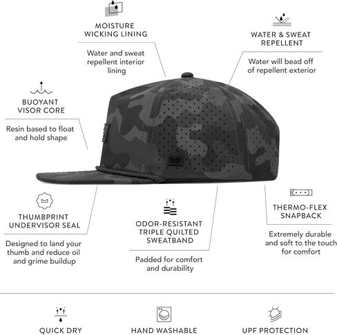 melin Coronado Brick Hydro, Snow Camo, Men's Rope Hat, Water-Resistant Fitted Baseball Caps for Men & Women, Golf, Running, or Workout Hat, XL in Kuwait