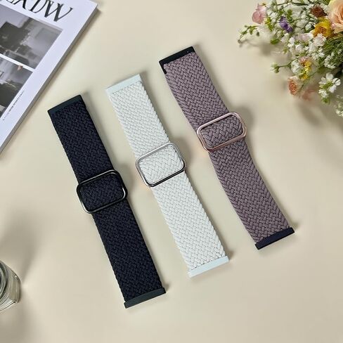 Yeahxing Braided Bands for Fitbit Versa-4/Versa 3/Sense 2/Sense - 3 Packs Adjustable Elastic Nylon Sport Replacement Strap Stretchy Fabric for Women & Men, Wrist 5.5"-9.1" in Kuwait