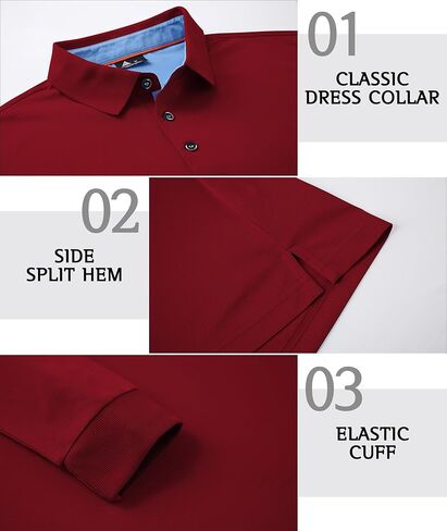 ZITY Long Sleeve Polo Shirts for Men 3 Pack Collared Performance Golf Polos Mens Casual Shirts Moisture Wicking Workwear in Kuwait