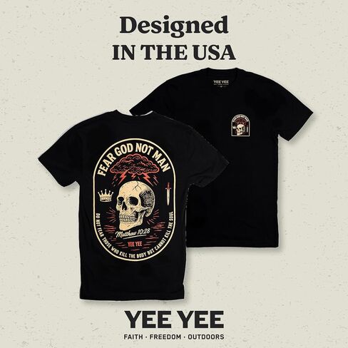 Yee Yee Apparel Fear of God T Shirt – Men’s Graphic Tees and Short Sleeve Shirts with Front and Back Design (Large) in Saudi Arabia