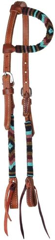 Schneiders مزدوجة S مطرز واحد الأذن headstall | رائع حصان تاك | تصميم أنيق بالخرز | Premium 5/8 "Harness Leather | تصميم أذن مدفوقة قابل للتعديل in Saudi Arabia