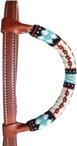 Schneiders مزدوجة S مطرز واحد الأذن headstall | رائع حصان تاك | تصميم أنيق بالخرز | Premium 5/8 "Harness Leather | تصميم أذن مدفوقة قابل للتعديل in Saudi Arabia