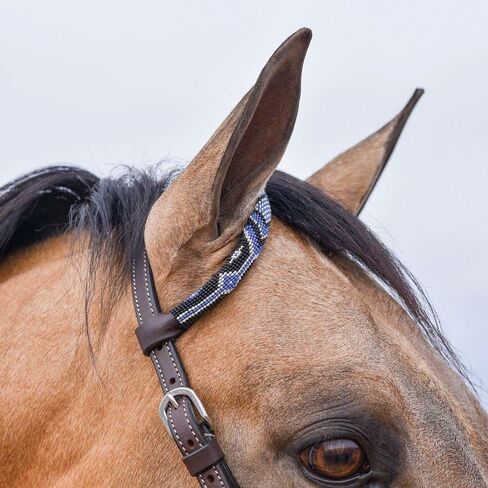 Schneiders مزدوجة S مطرز واحد الأذن headstall | رائع حصان تاك | تصميم أنيق بالخرز | Premium 5/8 "Harness Leather | تصميم أذن مدفوقة قابل للتعديل in Saudi Arabia