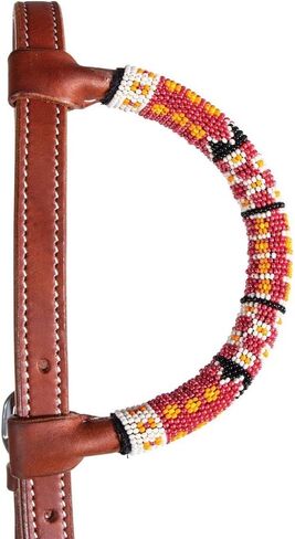 Schneiders مزدوجة S مطرز واحد الأذن headstall | رائع حصان تاك | تصميم أنيق بالخرز | Premium 5/8 "Harness Leather | تصميم أذن مدفوقة قابل للتعديل in Saudi Arabia