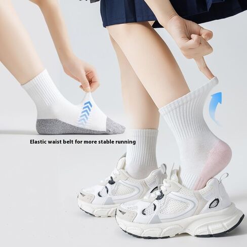 Boys White Crew Dress Socks 6 Pairs Little Kids Boy Girls Seamless School Uniform Daily Comfort Cotton Socks 3-12Y in Kuwait